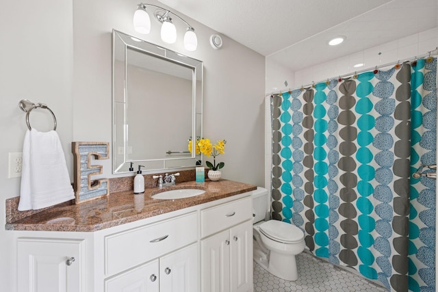 7530 Quail Ridge Trl, Greenfield, MN 55373 - full bathroom with vanity, tile patterned flooring, and a shower with curtain