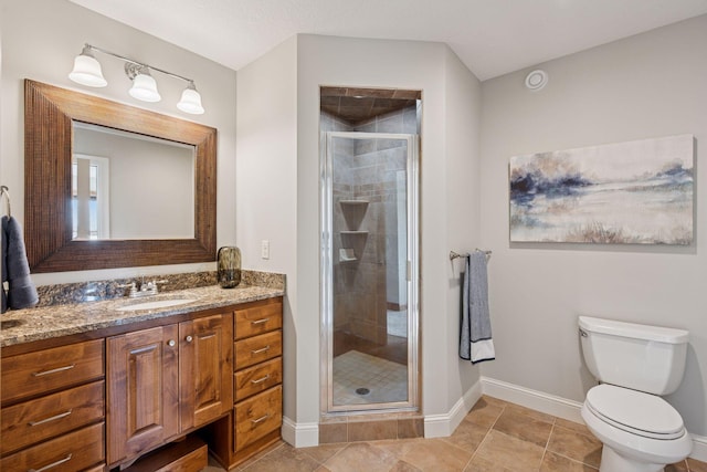 7530 Quail Ridge Trl, Greenfield, MN 55373 - full bath featuring vanity, a stall shower, and tile patterned flooring