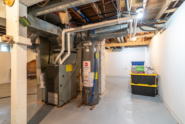 217 6th St, Crookston, MN 56716 - unfinished below grade area featuring gas water heater and heating unit