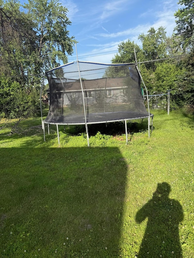 8208 Halifax Ct N, Brooklyn Park, MN 55443 - view of green lawn with a trampoline