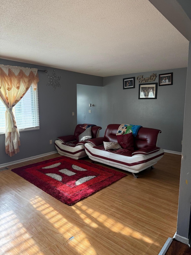 8208 Halifax Ct N, Brooklyn Park, MN 55443 - living area featuring wood finished floors and a textured ceiling