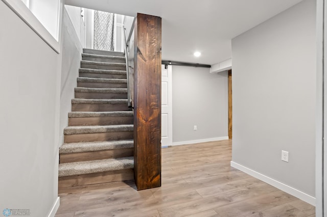 1706 14 1/2 St S, Fargo, ND 58103 - staircase featuring wood finished floors and recessed lighting