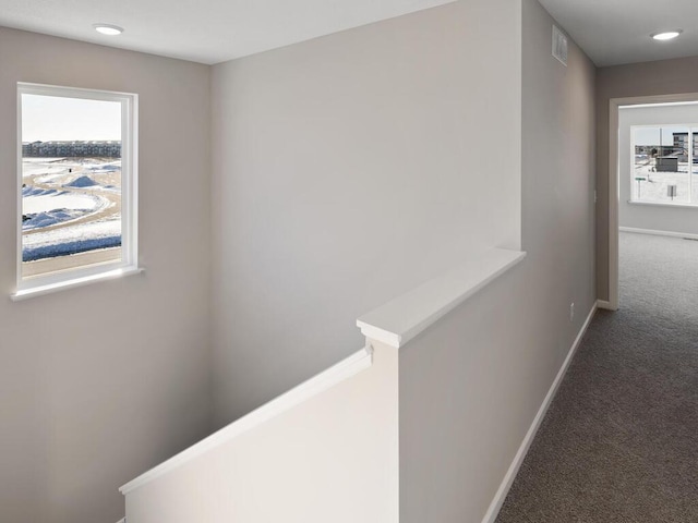 7855 Ramsey Pkwy NW, Ramsey, MN 55303 - hallway featuring carpet flooring, an upstairs landing, and recessed lighting