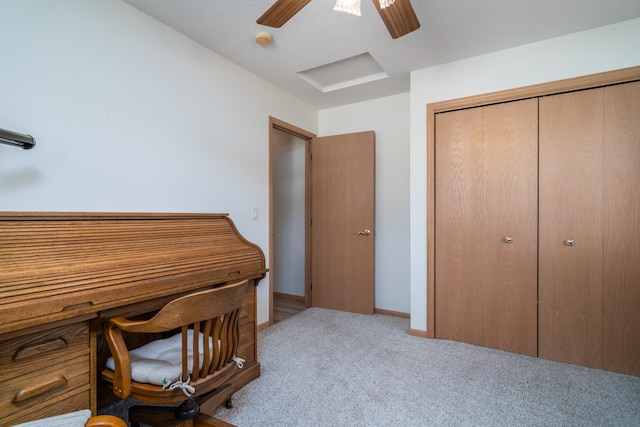 521 Spruce Ln, Crookston, MN 56716 - office area featuring carpet floors and ceiling fan