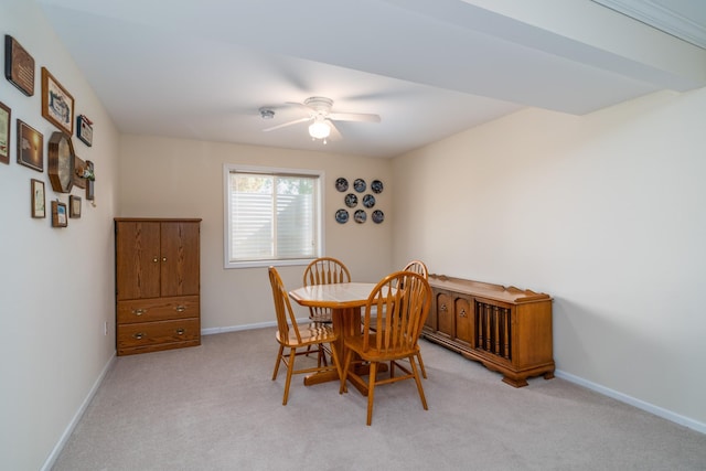 521 Spruce Ln, Crookston, MN 56716 - dining space featuring ceiling fan and light carpet