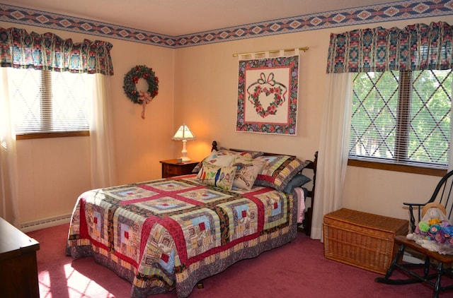 4336 Lookout Ln, Red Wing, MN 55066 - bedroom with multiple windows, baseboard heating, and carpet