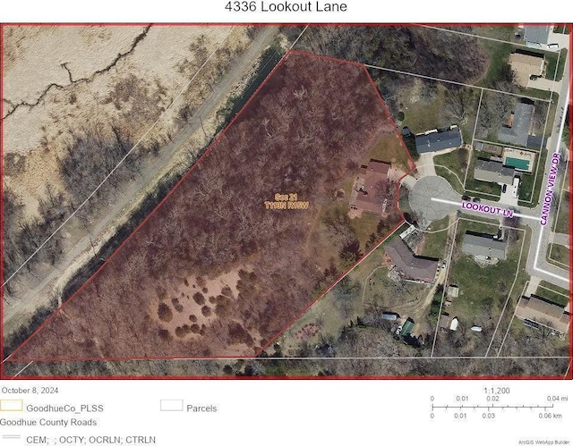 4336 Lookout Ln, Red Wing, MN 55066 - map of property location with property boundaries highlighted