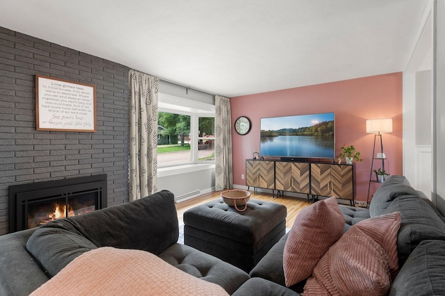 771 Creek Ave, Mendota Heights, MN 55120 - living room featuring wood finished floors and a fireplace