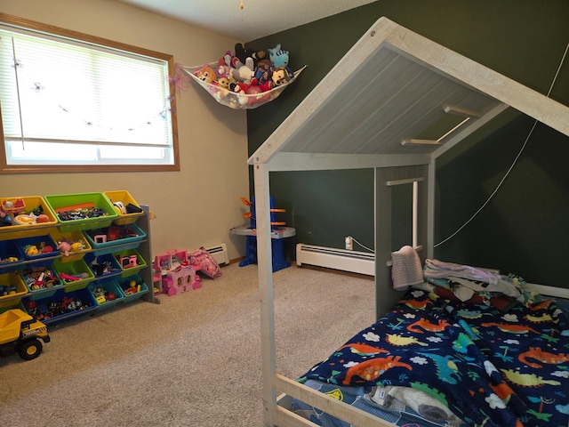 266 6th St, Hancock, MN 56244 - carpeted bedroom featuring a baseboard heating unit