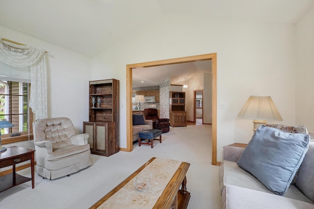 6105 Creekview Ln N, Brooklyn Park, MN 55443 - living area featuring lofted ceiling and carpet flooring