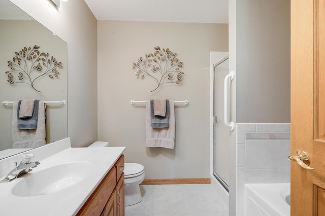 6105 Creekview Ln N, Brooklyn Park, MN 55443 - full bathroom with a stall shower, vanity, and a garden tub