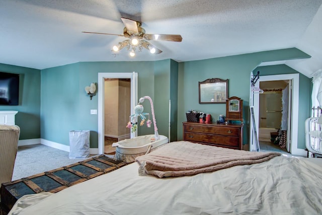 735 Broadway Ave, Wabasha, MN 55981 - bedroom featuring carpet, ceiling fan, and a textured ceiling