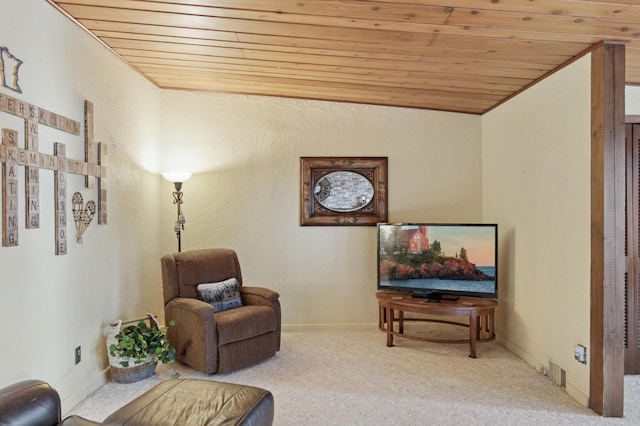 2921 Cambridge Ln, Mound, MN 55364 - sitting room with wooden ceiling, carpet flooring, and lofted ceiling