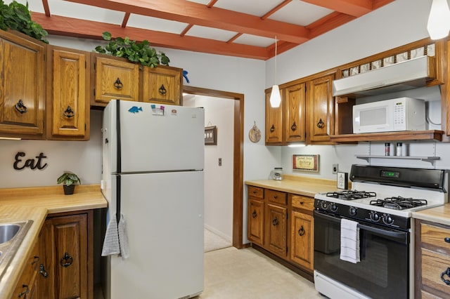 2921 Cambridge Ln, Mound, MN 55364 - kitchen featuring white appliances, brown cabinets, and light countertops