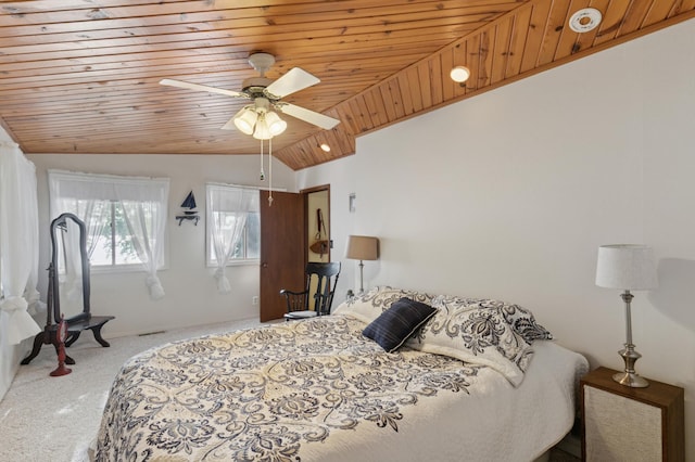 2921 Cambridge Ln, Mound, MN 55364 - carpeted bedroom with vaulted ceiling, wooden ceiling, and ceiling fan