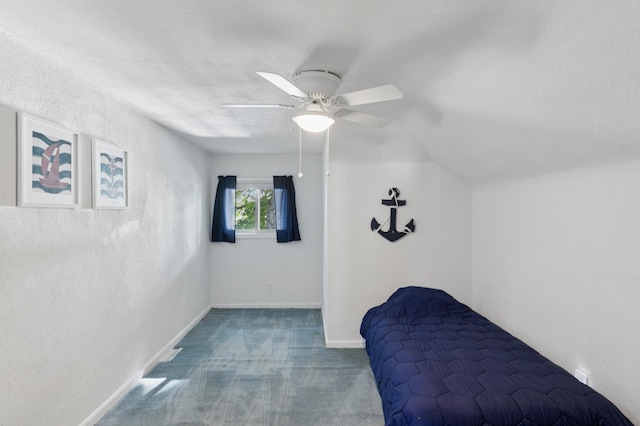 2921 Cambridge Ln, Mound, MN 55364 - bedroom with carpet floors, vaulted ceiling, and a ceiling fan