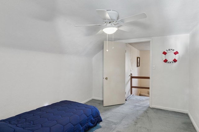 2921 Cambridge Ln, Mound, MN 55364 - bedroom featuring carpet floors, a ceiling fan, and vaulted ceiling