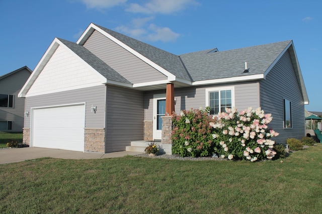 1508 6th Ave S, Sartell, MN 56377 - craftsman house featuring stone siding, a garage, driveway, and a front yard