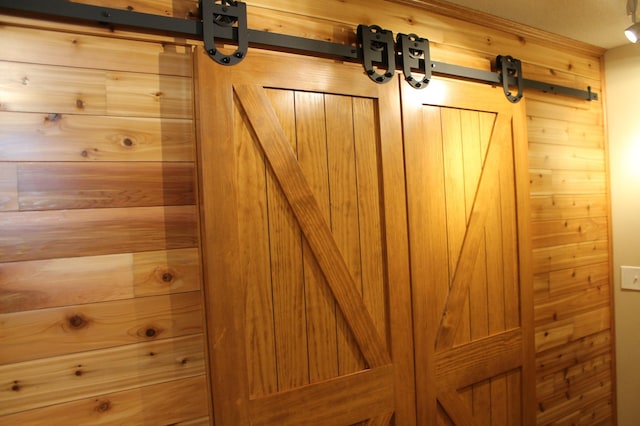 1508 6th Ave S, Sartell, MN 56377 - detailed view of a barn door, a sauna, and wooden walls