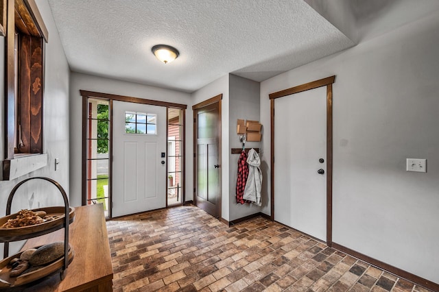 22493 Carina Ct, Farmington, MN 55024 - entrance foyer with brick floors and a textured ceiling