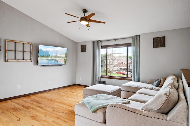 22493 Carina Ct, Farmington, MN 55024 - living room with vaulted ceiling, ceiling fan, and wood finished floors