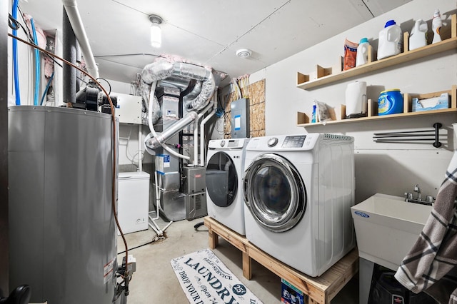22493 Carina Ct, Farmington, MN 55024 - washroom with gas water heater, separate washer and dryer, and electric panel