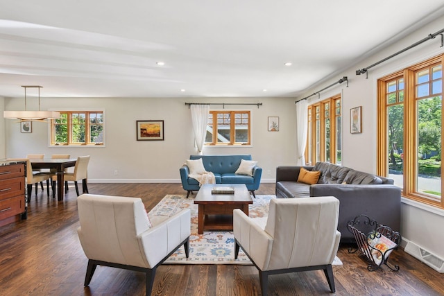 4011 Grimes Ave S, Edina, MN 55416 - living area featuring plenty of natural light, recessed lighting, and dark wood-type flooring