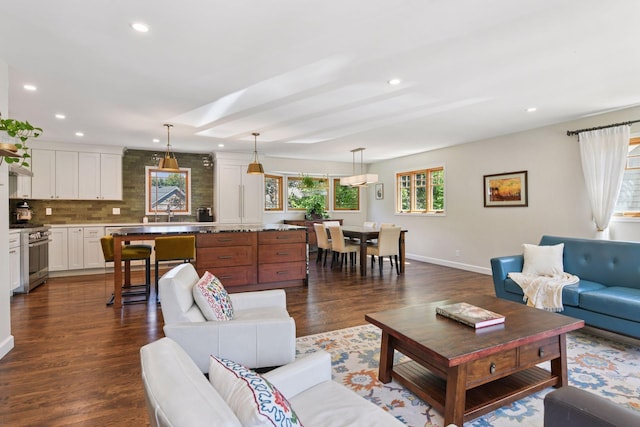 4011 Grimes Ave S, Edina, MN 55416 - living area with recessed lighting and dark wood finished floors