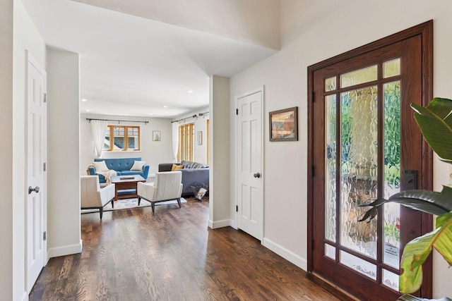4011 Grimes Ave S, Edina, MN 55416 - foyer entrance with dark wood-style floors and recessed lighting