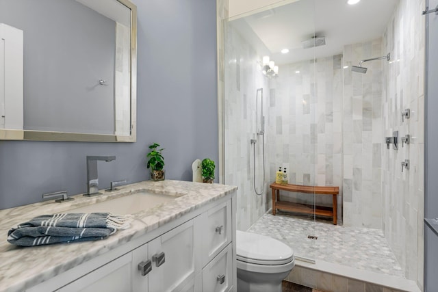1174 139th St E, Rosemount, MN 55068 - full bathroom featuring vanity, recessed lighting, and a shower stall
