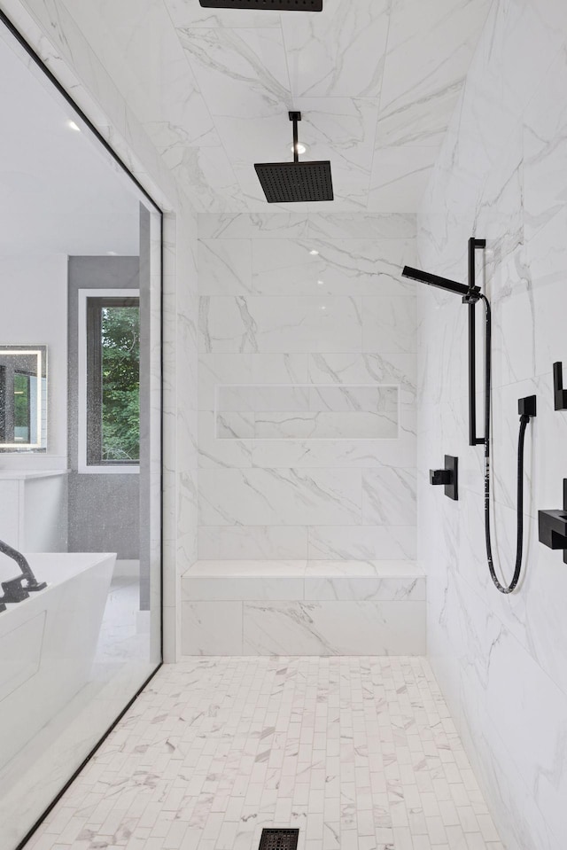 1300 Wildhurst Trl, Orono, MN 55364 - bathroom with a freestanding bath and a marble finish shower