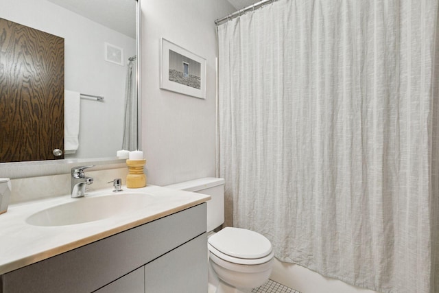 1200 Nicollet Mall Unit 409, Minneapolis, MN 55403 - full bathroom featuring vanity, shower / bath combination with curtain, and tile patterned floors