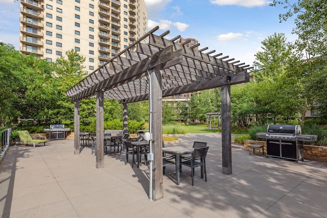 1200 Nicollet Mall Unit 409, Minneapolis, MN 55403 - view of patio / terrace with outdoor dining space, a pergola, and area for grilling