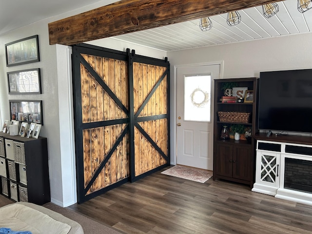 20 King Ave SW, Wadena, MN 56482 - entrance foyer featuring a barn door and dark wood-style floors