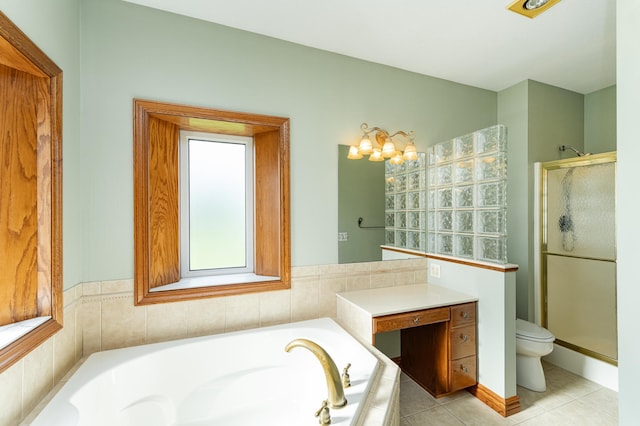 1608 Greystone Ln SW, Rochester, MN 55902 - full bath featuring a bath, a shower stall, vanity, and tile patterned flooring