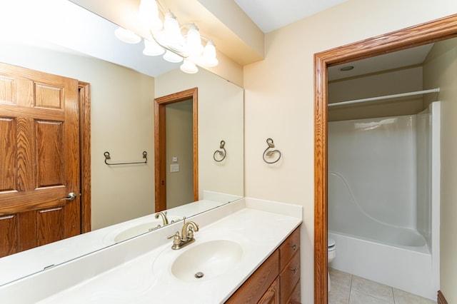 1608 Greystone Ln SW, Rochester, MN 55902 - bathroom featuring vanity, tile patterned flooring, and shower / washtub combination