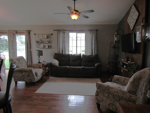 1103 15th St, Montevideo, MN 56265 - living room with ceiling fan and wood finished floors