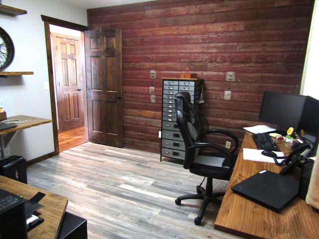 1103 15th St, Montevideo, MN 56265 - home office featuring wood finished floors and wood walls