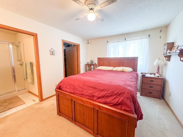 915 Stanton Ave, Fergus Falls, MN 56537 - bedroom with light carpet, a ceiling fan, and a textured ceiling