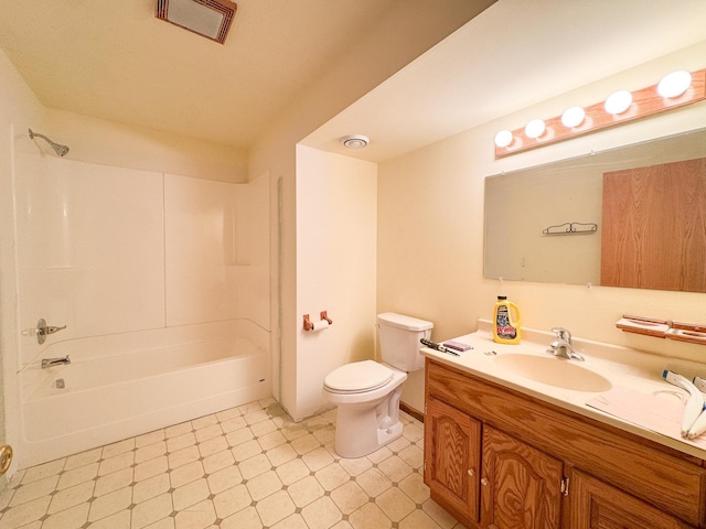 915 Stanton Ave, Fergus Falls, MN 56537 - full bathroom with vanity,  shower combination, and tile patterned floors