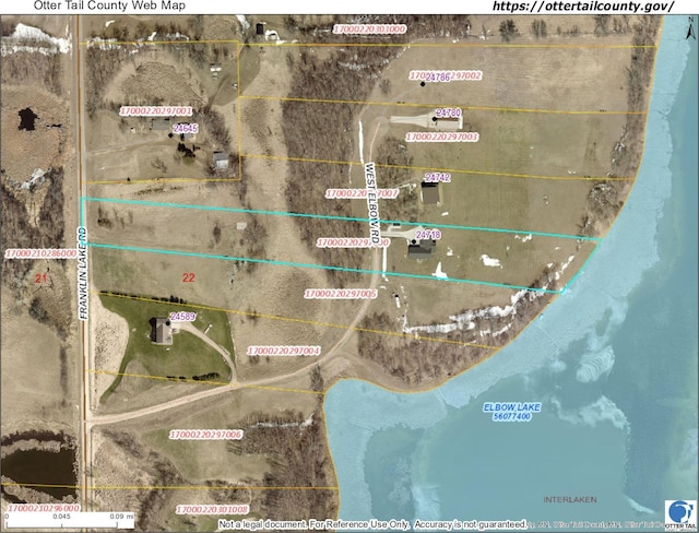 24718 Elbow Rd, Pelican Rapids, MN 56572 - aerial view of property's location featuring property parcel outlined