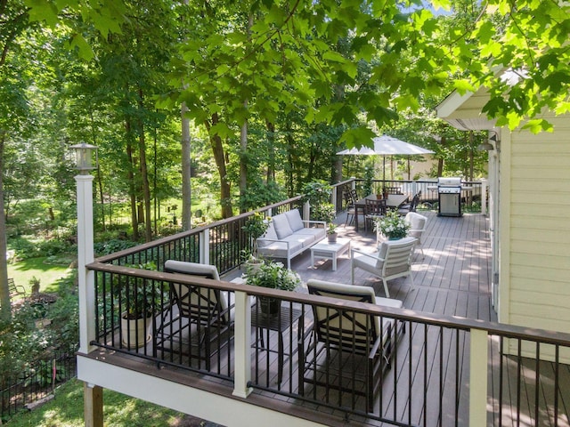 3815 Deephaven Ave, Deephaven, MN 55391 - wooden terrace featuring outdoor dining area and outdoor lounge area