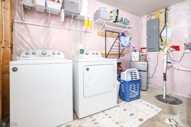 6870 17th St S, Fargo, ND 58104 - laundry room featuring electric panel and washer and clothes dryer