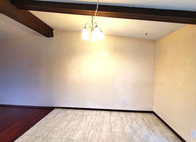8921 49th Ave N, New Hope, MN 55428 - empty room featuring beam ceiling and a chandelier