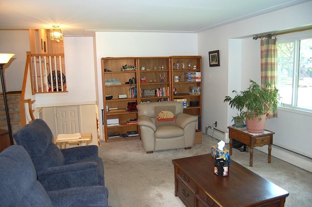 1445 Ottawa Ave S, Golden Valley, MN 55416 - living area featuring carpet flooring and a baseboard radiator
