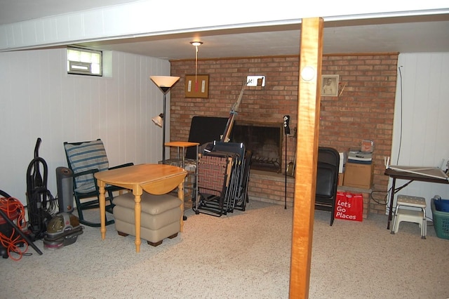 1445 Ottawa Ave S, Golden Valley, MN 55416 - basement with a wood stove and wooden walls