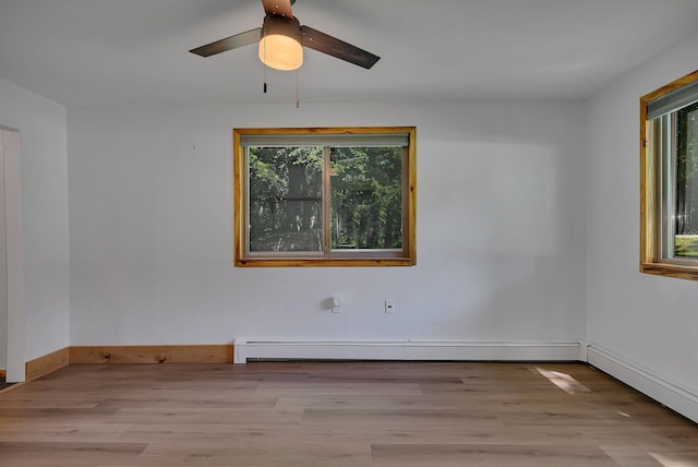 33027 County Road 50, Avon Twp, MN 56310 - unfurnished room featuring healthy amount of natural light, wood finished floors, a ceiling fan, and baseboard heating