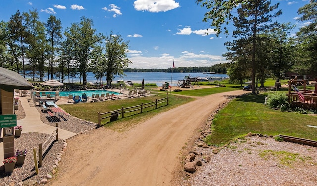 15827 Wilderness Trl Unit 30, Crosslake, MN 56442 - view of property's community featuring a water view, a yard, and a pool