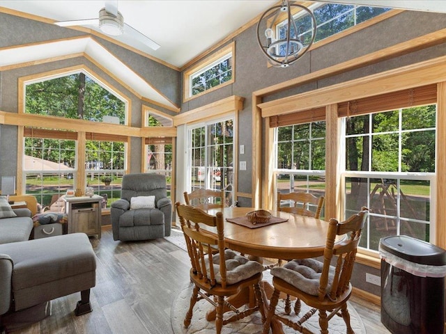 15827 Wilderness Trl Unit 112, Crosslake, MN 56442 - sunroom / solarium featuring wood finished floors and high vaulted ceiling