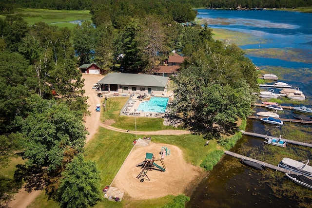 15827 Wilderness Trl Unit 112, Crosslake, MN 56442 - bird's eye view of a large body of water and a pool area